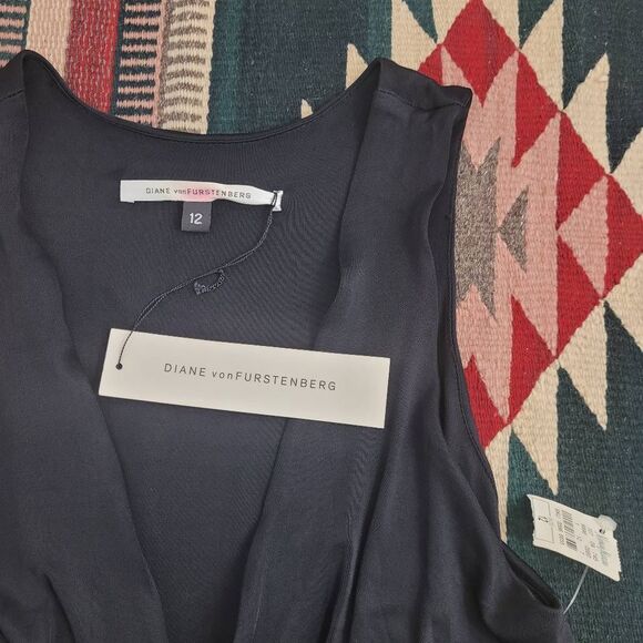 NWT Diane Von Furstenberg Azelia Dress Womens 12‎ Black Slinky Sleek Office Work - Picture 5 of 10
